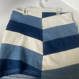 Altard State Chevron Colorblock Denim Skirt Med.